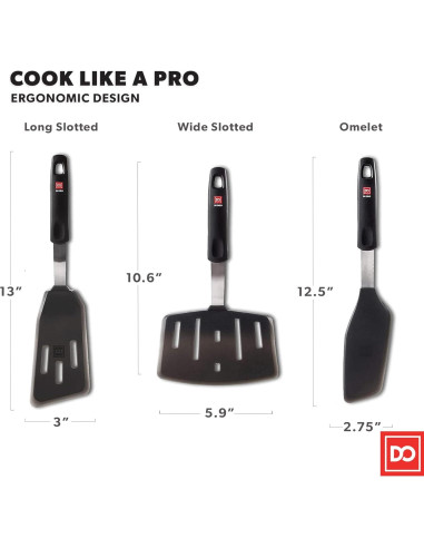 Juego de Espátulas de Silicona DI ORO - 3 Piezas - Resistente al Calor