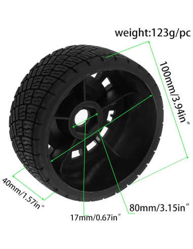 Llantas y Neumáticos RC 1:8 Fujita 100mm Hex 17mm Negro
