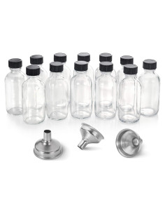 AOZITA 12 Botellas de Vidrio 60ml con Tapa y Embudos