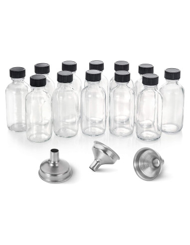 AOZITA 12 Botellas de Vidrio 60ml con Tapa y Embudos