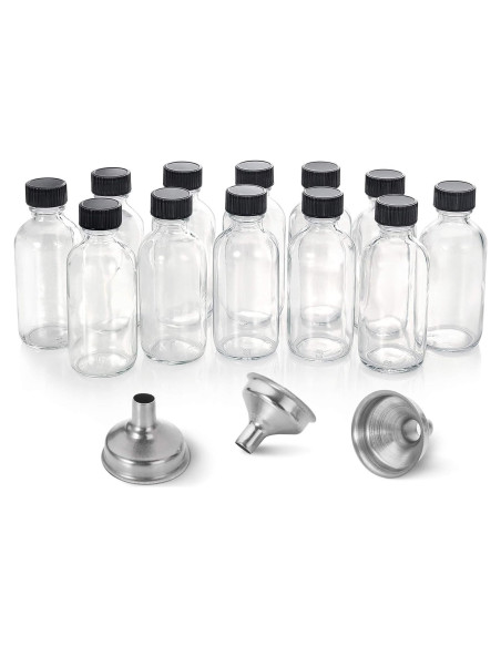 AOZITA 12 Botellas de Vidrio 60ml con Tapa y Embudos