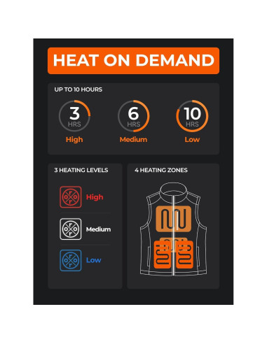 Chaleco Térmico Hombre ORORO X-Large Negro USB-C Calentado