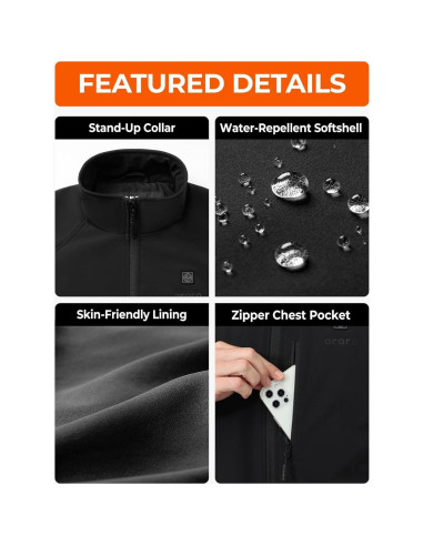 Chaleco Térmico Hombre ORORO X-Large Negro USB-C Calentado