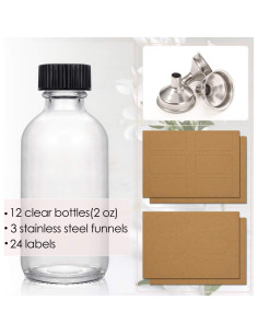 AOZITA 12 Botellas de Vidrio 60ml con Tapa y Embudos 2