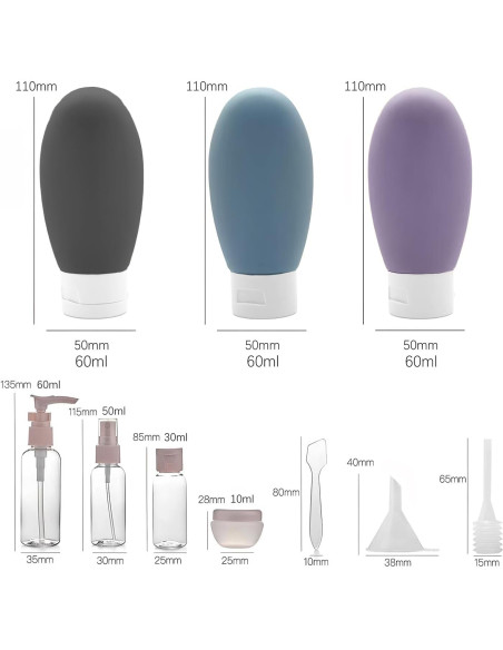 Juego de Botellas de Viaje FANVANAI 11 Piezas A Prueba de Fugas