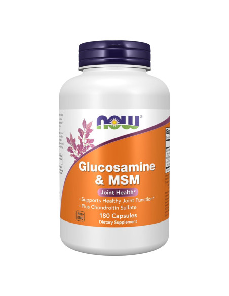 NOW Foods Glucosamina con MSM y Sulfato de Condroitina 180 Cápsulas Veganas