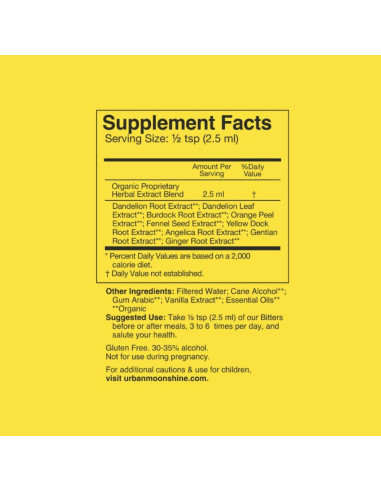 Bitters Digestivos Urban Moonshine 59 ml - Orgánico - Salud Digestiva