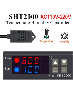 Controlador Digital de Temperatura y Humedad diymore SHT2000 230V 2