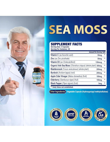 Cápsulas de Musgo Marino Irlandés Orgánico Cadane 120 Unidades