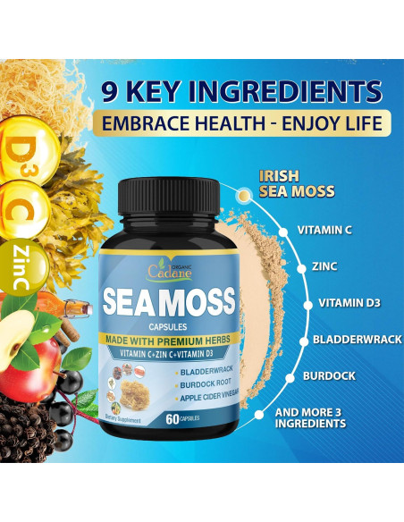 Cápsulas de Musgo Marino Irlandés Orgánico Cadane 120 Unidades