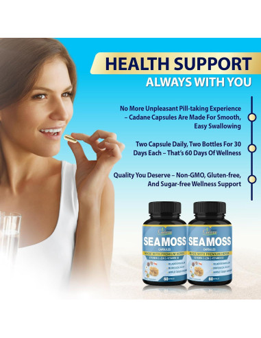 Cápsulas de Musgo Marino Irlandés Orgánico Cadane 120 Unidades