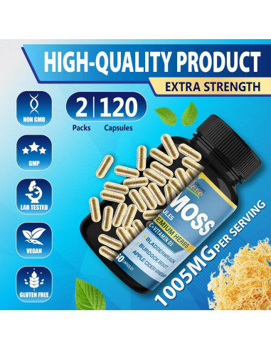 Cápsulas de Musgo Marino Irlandés Orgánico Cadane 120 Unidades