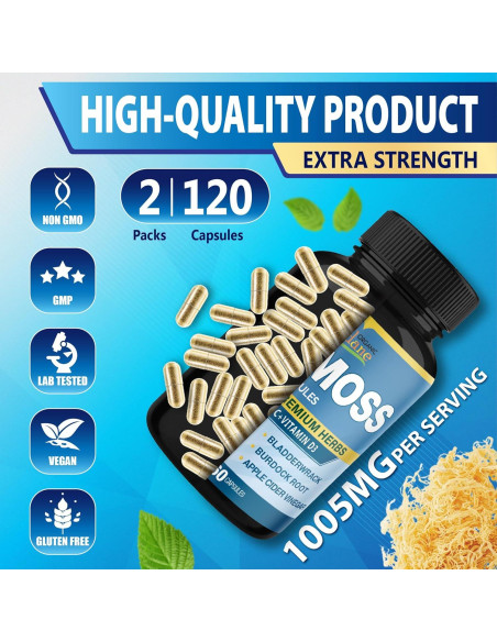 Cápsulas de Musgo Marino Irlandés Orgánico Cadane 120 Unidades