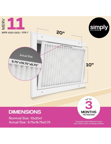 Filtro de Aire Simply MERV 11 6 Piezas 25.4x50.8x2.5 cm
