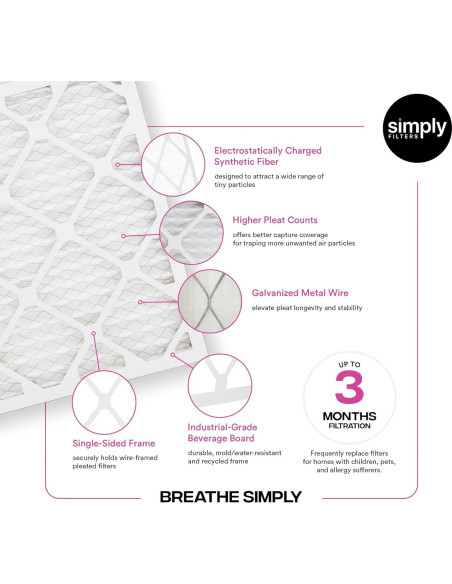 Filtro de Aire Simply MERV 11 6 Piezas 25.4x50.8x2.5 cm