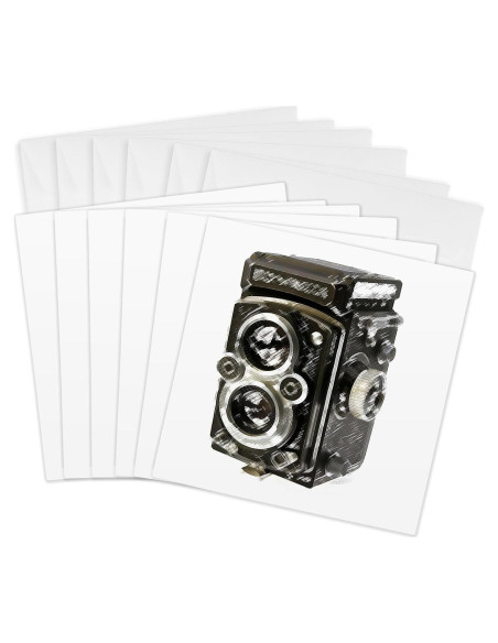 Tarjetas de Felicitación 3dRose - Cámara Vintage TLR - Paquete de 6