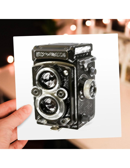 Tarjetas de Felicitación 3dRose - Cámara Vintage TLR - Paquete de 6