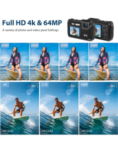 Cámara Submarina FARCODLE WP01-5K Negra 64MP 16X Zoom 2