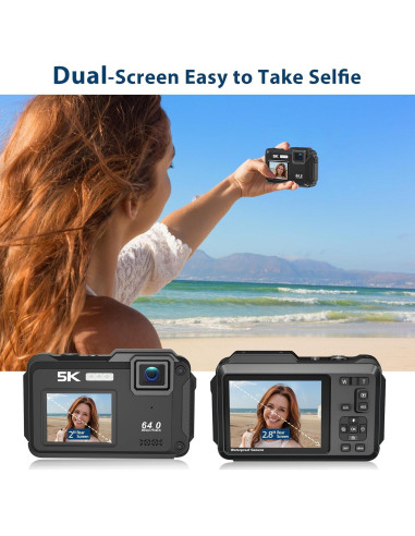 Cámara Submarina FARCODLE WP01-5K Negra 64MP 16X Zoom