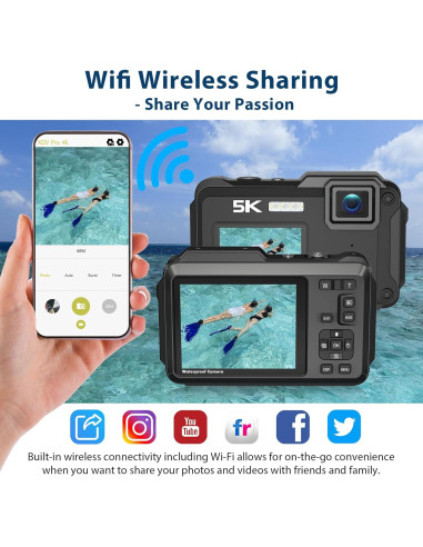 Cámara Submarina FARCODLE WP01-5K Negra 64MP 16X Zoom