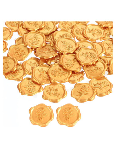 Sellos de Cera Autoadhesivos PATIKIL - 50 Stickers Dorados