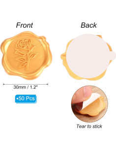 Sellos de Cera Autoadhesivos PATIKIL - 50 Stickers Dorados 2