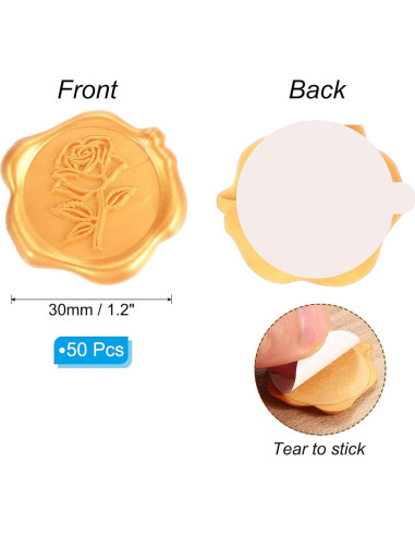 Sellos de Cera Autoadhesivos PATIKIL - 50 Stickers Dorados