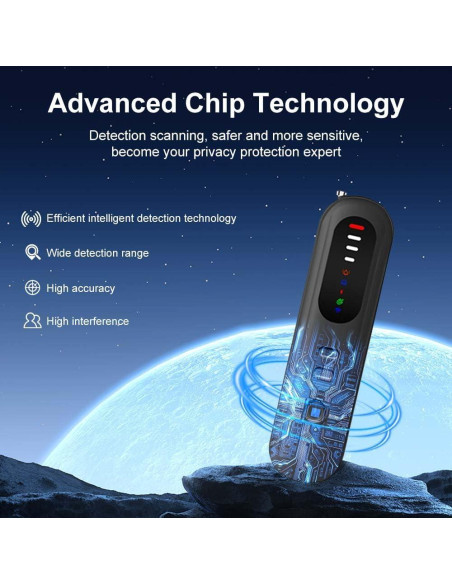 Detector de Cámaras Ocultas Shmian 1-6.5GHz 15m Portátil