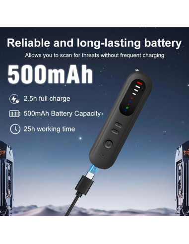 Detector de Cámaras Ocultas Shmian 1-6.5GHz 15m Portátil