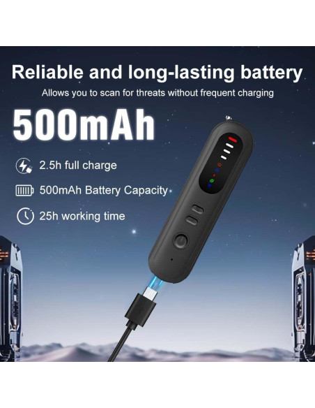 Detector de Cámaras Ocultas Shmian 1-6.5GHz 15m Portátil