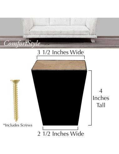 Patas de Madera Cuadradas ComfortStyle 10.2 cm Espresso Oscuro