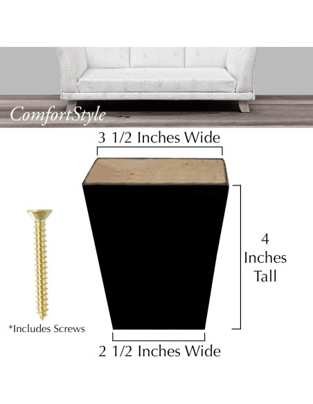 Patas de Madera Cuadradas ComfortStyle 10.2 cm Espresso Oscuro