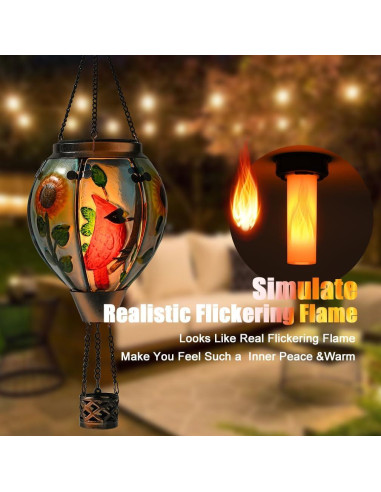 Linterna Solar de Globo Aerostático Bathtoo Cardenal 46cm IP65