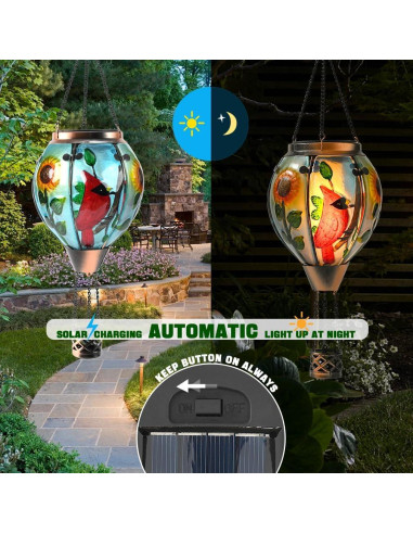 Linterna Solar de Globo Aerostático Bathtoo Cardenal 46cm IP65