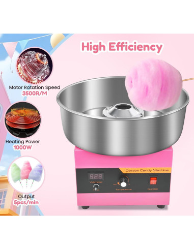Máquina de Algodón de Azúcar Comercial Ajgvq 1000W Rosa