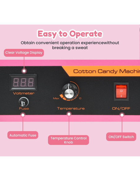 Máquina de Algodón de Azúcar Comercial Ajgvq 1000W Rosa