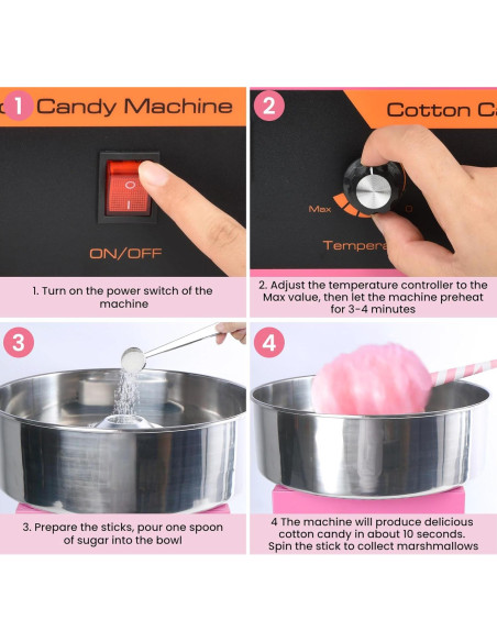 Máquina de Algodón de Azúcar Comercial Ajgvq 1000W Rosa