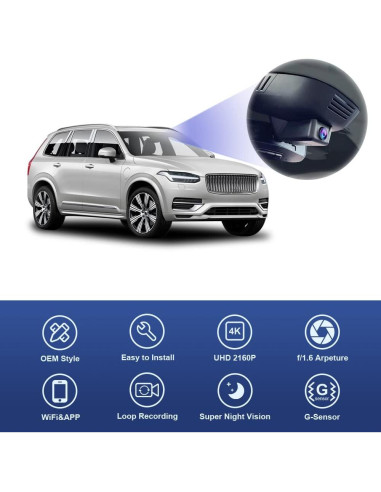 Cámara de Salpicadero Fitcamx 4K Delantera + 1080P Trasera para Volvo XC90 2023-2026