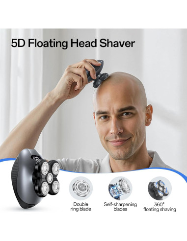 Afeitadora eléctrica 5 en 1 WEQOEE gris, recargable y a prueba de agua