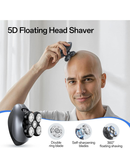 Afeitadora eléctrica 5 en 1 WEQOEE gris, recargable y a prueba de agua