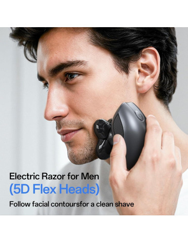 Afeitadora eléctrica 5 en 1 WEQOEE gris, recargable y a prueba de agua