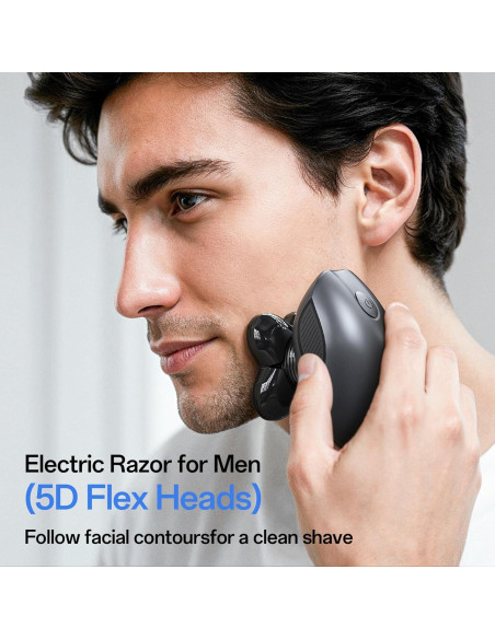 Afeitadora eléctrica 5 en 1 WEQOEE gris, recargable y a prueba de agua