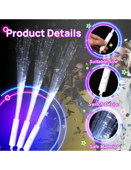 64 Varitas de Fibra Óptica LED Blancas para Fiesta - ZIMENG SHOP