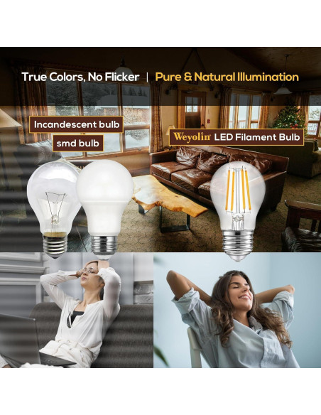 Bombilla LED A15 4W Regulable 2700K Blanco Cálido - Paquete de 6