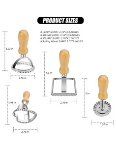 Juego de Sello de Ravioli Zeite - Molde Redondo, Cuadrado y Corazón 2