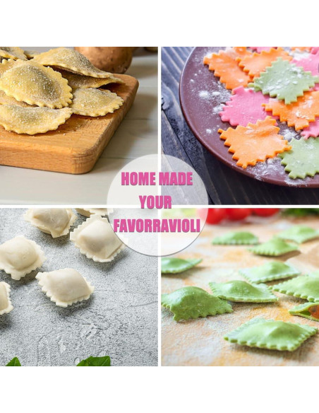 Juego de Sello de Ravioli Zeite - Molde Redondo, Cuadrado y Corazón