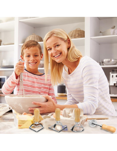 Juego de Sello de Ravioli Zeite - Molde Redondo, Cuadrado y Corazón