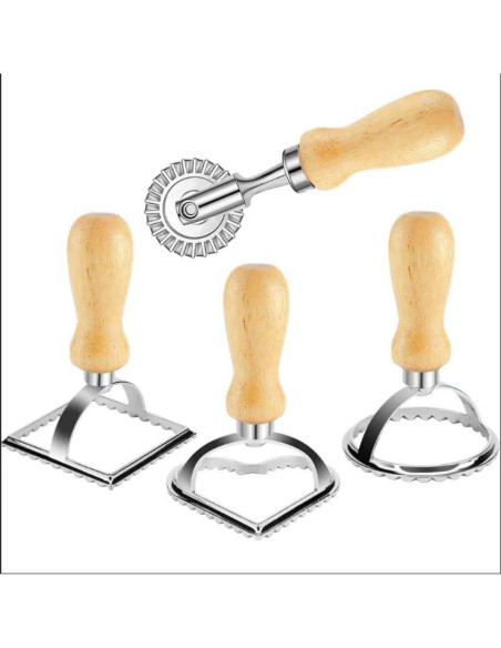 Juego de Sello de Ravioli Zeite - Molde Redondo, Cuadrado y Corazón