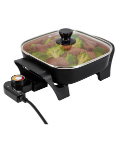 Sartén Eléctrica MegaChef 20 cm con Tapa de Vidrio y Antiadherente
