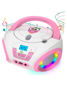 Reproductor de CD Boombox Rosa TINY GEEKS TG20 con Radio FM